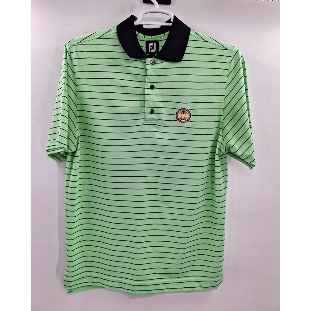 Footjoy Mens XL Light Green Striped Golf Polo Shirt PGA Indiana Section
